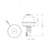 FAROL ROTATIVO/ INTERMITENTE LED BASE FLEXÍVEL 7 FUNÇÕES APROVADO R65/R10 12/24V