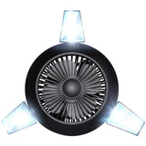 VENTILADOR E LUZ LED 2 EM 1 ALIMENTADOS POR PAINEL SOLAR, IDEAL PARA ACAMPAR