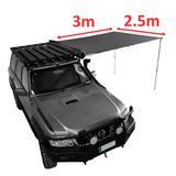 TOLDO LATERAL COM LUZ LED 2,5M DE LARGURA X 3M ABERTO OFFROAD CINZA