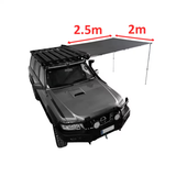 TOLDO LATERAL COM LUZ LED 2M DE LARGURA X 2,5M ABERTO OFFROAD CINZA